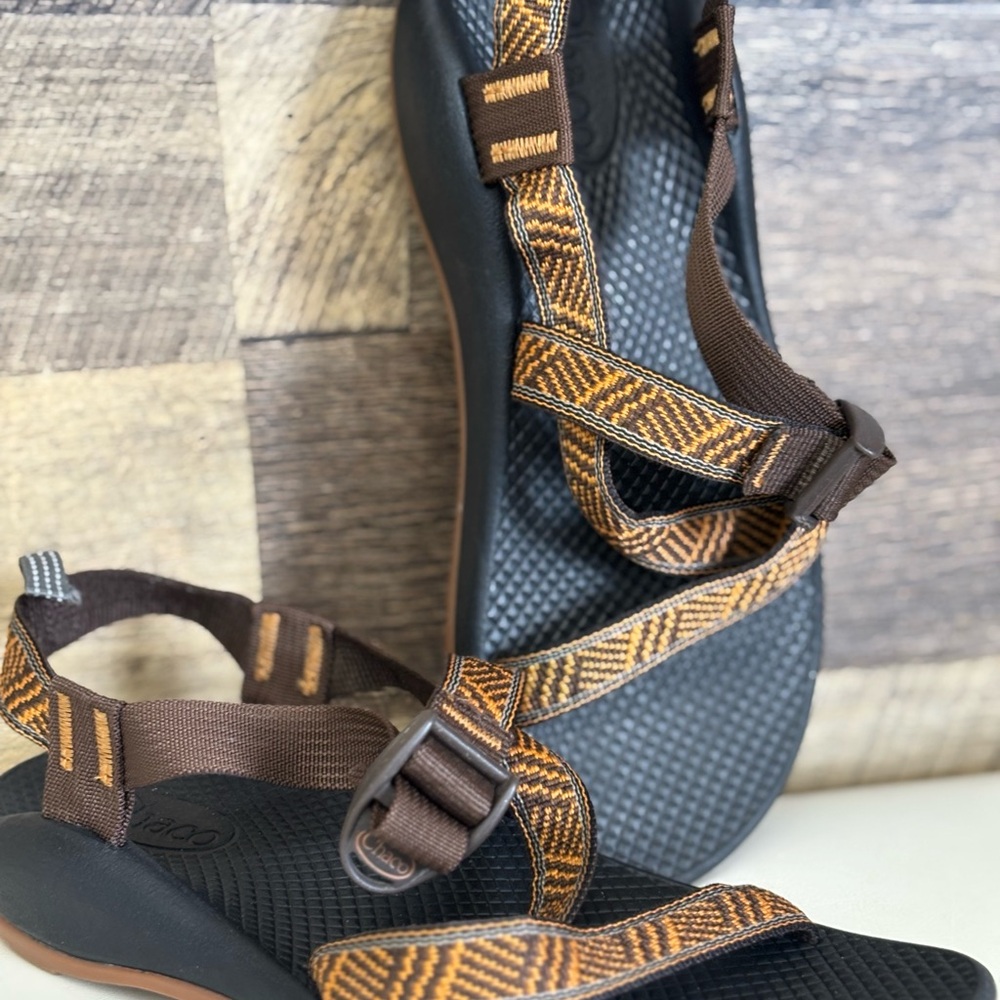 Brown and Orange Patterned Sandals